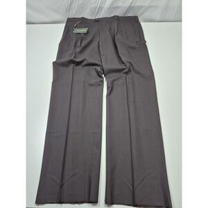 Zanieri Dress Pants Mens 30x36 Brown Wool Pleated Straight Unhemmed Italy NWT